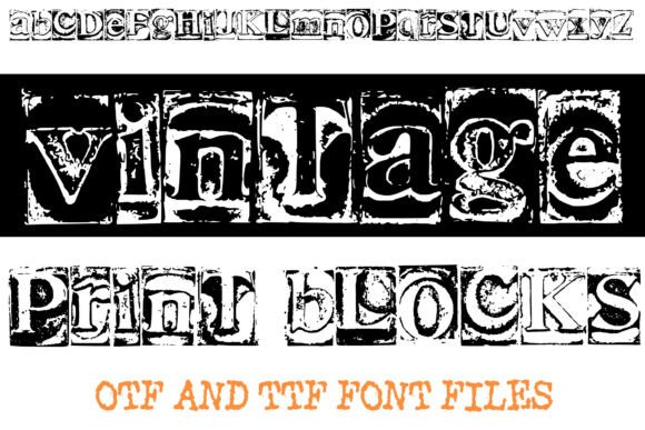 Vintage Print Blacks Font